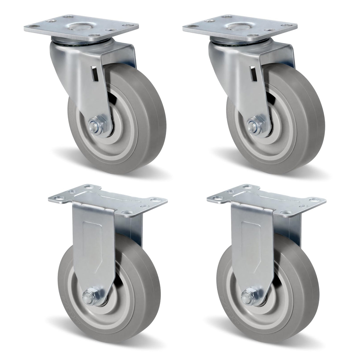 NINOSO Caster Wheels, 4" Heavy Duty Industrial Casters Set of 4 with Load 1200lbs Capacity, Wheels for Cart Furniture(2 Swivel & 2 Rigid) Ninoso