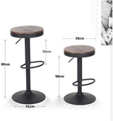 YOUNIKE Bar stools Wooden Barstools Vintage Rustic Counter Height bar Stool,Height Adjustable bar Chairs Swivel with Footrest,Cafe Kitchen Garden(Set YOUNIKE
