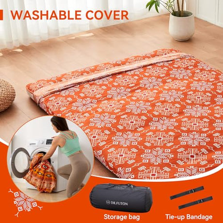 Dr.Futon Japanese Floor Futon Mattress Extra Thick Folding Roll Up Bed Topper Mat for Guest,Lounger and Tavel Dr.Futon