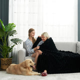 Cozy Bliss Faux Fur Throw Blanket for Couch, Cozy Warm Plush Striped Blanket for Sofa Bedroom Living Room, 50 * 60 Inches Black Cozy Bliss