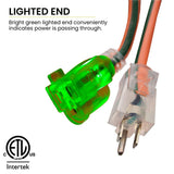 Go Green Power Inc. 16/3 25ft Outdoor Extension Cord with Lighted End - Contractor Grade, Durable, and Moisture Resistant - Ideal for Heavy Duty Tools - GG-13725 Power By GoGreen