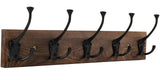 Gohiuo Rustic Wall Mount Coat Rack, 17" Coat Hooks Wall Mount Wood Coat Rack with 5 Triple Hooks, Heavy Duty Wooden Wall Mounted Coat Hanger for Entryway, Farmhouse Hanging Coats, Hats, Bags,Towels Gohiuo