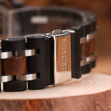 BOBO BIRD Wood Watch Handmade Luminous Wooden Wrist Watch Lightweight Quartz Movement Date Wristwatch for Men (Black) BOBO BIRD