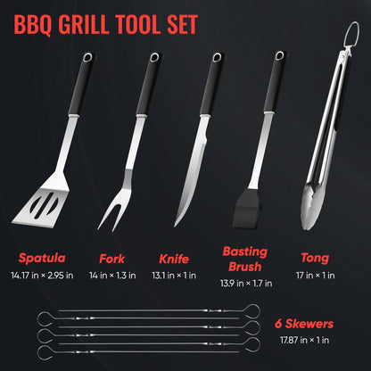 BBQ Accessories Grill Tools Set,Stainless Steel Barbecue Grill Accessories for Outdoor Grill,Barbecue Utensils Grilling Accessories Grilling Gifts for Men,Father's Day/Christmas/Thanksgiving Day