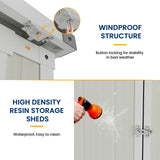 Amopatio 41 Cu Ft Outdoor Storage Shed, Horizontal Resin Trash Can Storage, Weather Resistance, Storage Box with Floor Included for Garden Tools, Lawn Mowers, Garbage Cans, Patio Use, Sandstone Amopatio