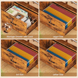 SEDETA 56.7" L Shaped Standing Desk, Reversible Computer Office Desk with Drawers & Hutch, Stand Up Corner Gaming Desks with LED Lights & Power Outlets for Home Office, Rustic Brown SEDETA