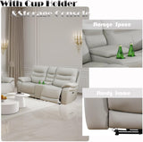 Genuine Leather Recliner Couch Set, Power Reclining Sofa Set 3 Pieces Top Grain Leather Sofa with Built in USB Port for Living Room(Light Grey) (Sofa+Loveseat+Chair) Pon Living Furniture Inc