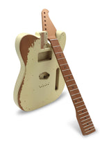 Sunsmile DIY Electric Guitar Kit TL Style Heavy Relic Aged Vintage with Alder Body Roast Maple Neck and Fingerboard S-S 6 String Build Your Own Guitar Relic Cream. sunsmile