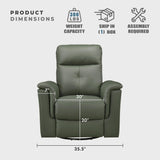Lexicon Swivel Glider Recliner Chair, Comfy Nursery Glider, Top Grain Leather Match Recliner, Manual Reclining Chair for Living Room/Office/Apartment, Green Lexicon