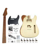 Sunsmile DIY Electric Guitar Kit TL Style Heavy Relic Aged Vintage with Alder Body Roast Maple Neck and Fingerboard S-S 6 String Build Your Own Guitar Relic Cream. sunsmile