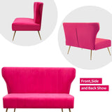WQSLHX 50’’ Velvet Modern Armless Loveseat Sofa, Upholstered Small Wingback Couch Sofa with Golden Metal Legs, 2 Seater Tufted Couch for Bedroom, Apartment Small Space WQSLHX