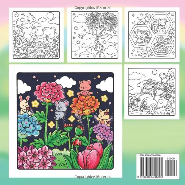 Hygge Nature - Super Cute and Fun Adult Coloring Book: Featuring Adorable Animal Characters Engaging in Relaxation, Mindfulness, and Stress Relief in a Serene Garden of Blooming Flowers WoodArtSupply