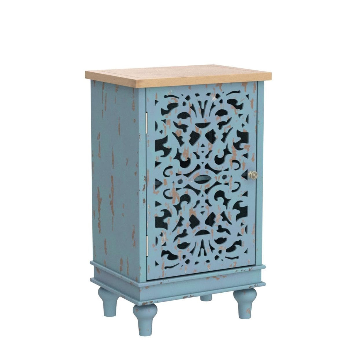 PHI VILLA Small Accent Storage Cabinet with Single Door - Decorative Nightstand for Living Room Bedroom, End Side Table Cabinet Blue PHI VILLA