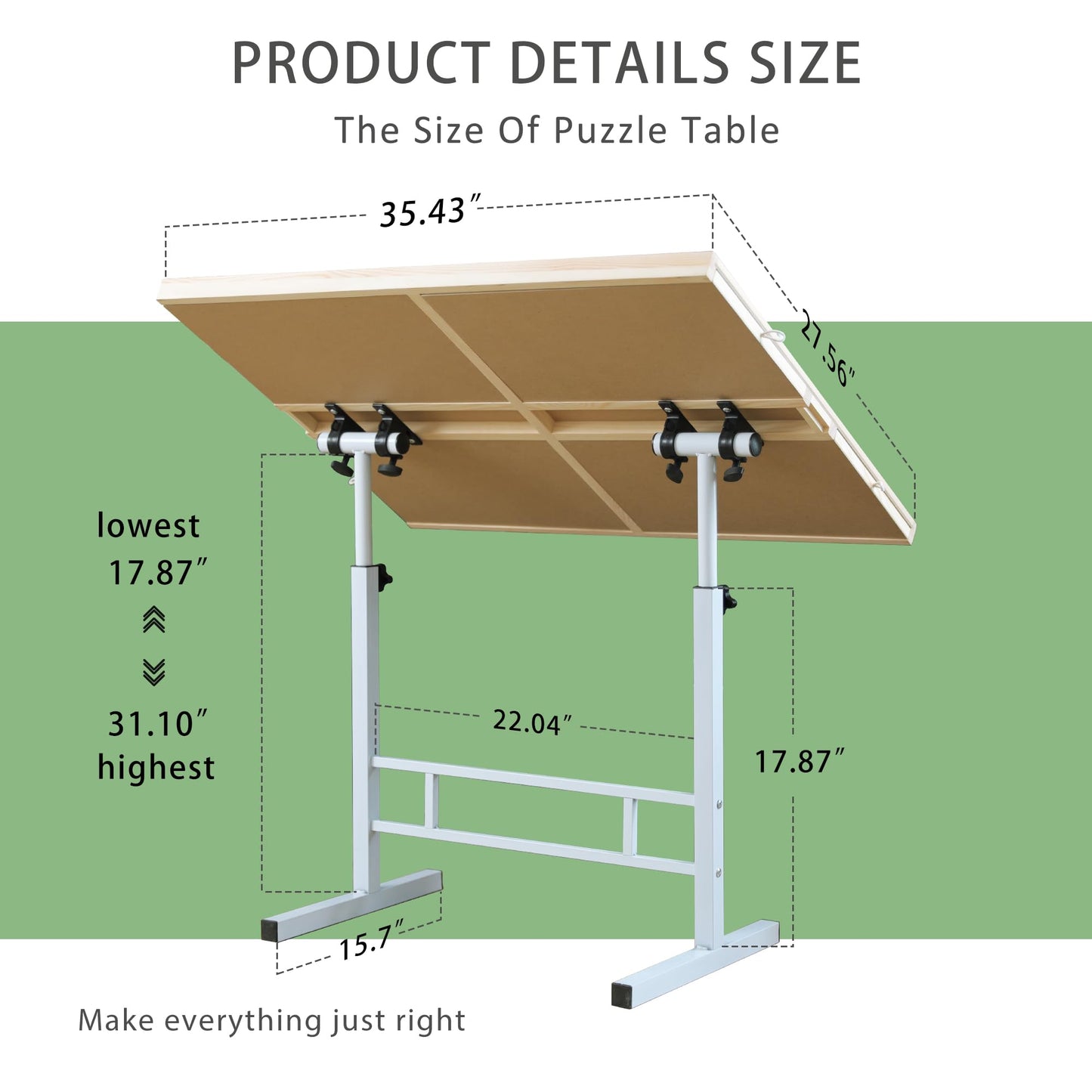 1500 Pieces Puzzle Table with Legs Portable Jigsaw Puzzle Table with Drawers Angle & Height Adjustable Puzzle Tables for Adults Tilting Folding Puzzle Board Table Birthday Gifts for Women & Men