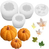 LSLEVA 4 Pack Halloween Candle Molds, Multistyle Size Pumpkin Silicone Molds and Maple Leaf Mold for Candle Making Resin Soap Casting, 3D Creative Molds for All Saints' Day Thanksgiving Gifts LSLEVA