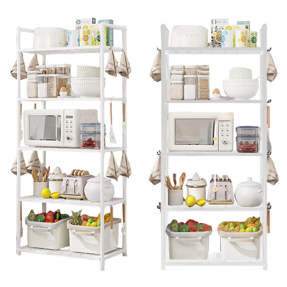 5 Tier Storage Shelves Adjustable Shelving Unit Heavy Duty Storage Rack 66 Lbs Capacity for Kitchen Pantry Closet Bathroom Laundry Garage White Generic