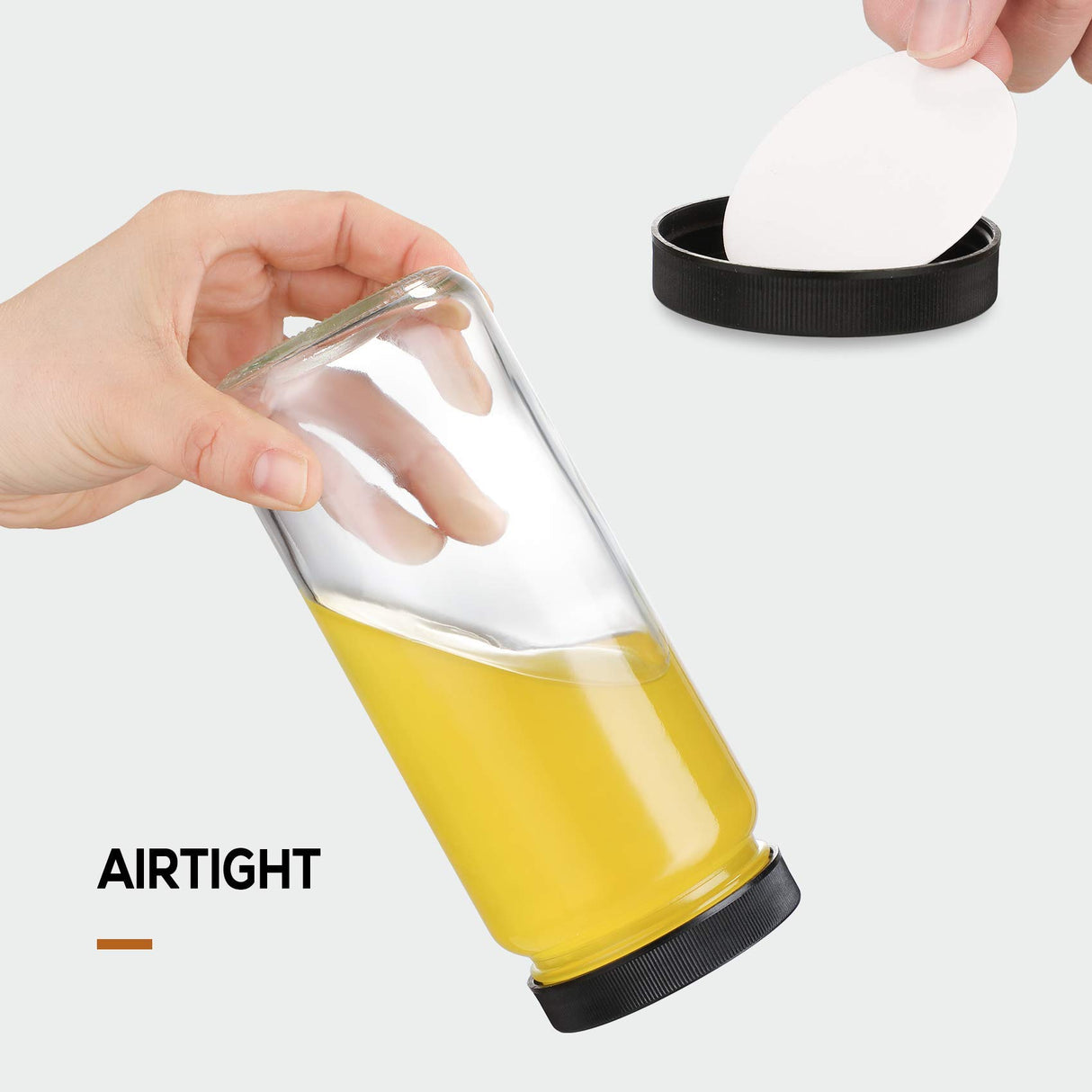 [ 8 Pack ] Glass Juicing Bottles with 2 Straws & 2 Lids w Hole- 16 OZ Travel Drinking Jars, Water Cups with Black Airtight Lids, Reusable Tall Mason Jar for Juice, Bubble Tea, Smoothie, Tea, Kombucha AOZITA