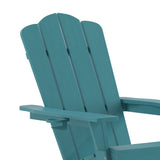 Flash Furniture Newport Adirondack Chair with Cup Holder, Weather Resistant Poly Resin Adirondack Chair, Blue Flash Furniture