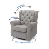 Delta Children Emerson Upholstered Glider Swivel Rocker Chair, Dove Grey with Soft Grey Welt Delta Children