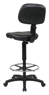 Office Star DC Series Adjustable Drafting Chair with Foot Ring and Sculptured Foam Seat, Black Vinyl Office Star Products