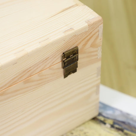 JJSQ Wooden Storage Box with Hinged Lid Rectangle Unfinished Unpainted Accessories Storage Wood Box for Crafts DIY Decoration Natural Large 13.8" x 7.9" x 7.1" JJSQYLAN
