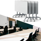 Goakwwuz Conference Room Table 8FT White Meeting Seminar Table Business Style Folding Training Flip Top Table for Office Conference,Metal Frame with Wheels (4, White) Goakwwuz