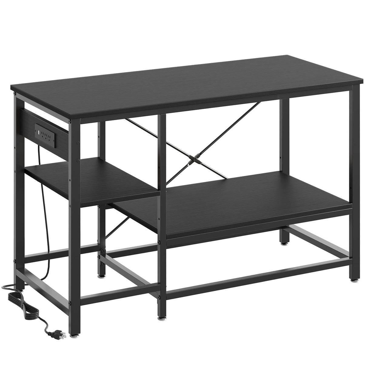 Bestier 55 Gallon Fish Tank Stand with Power Outlet, 49x13 Metal Aquarium Stand, 6-Leg Long Reptile Tank Stand with 3-Tier Adjustable Storage Shelves, 700LBS Capacity, Black Oak Bestier