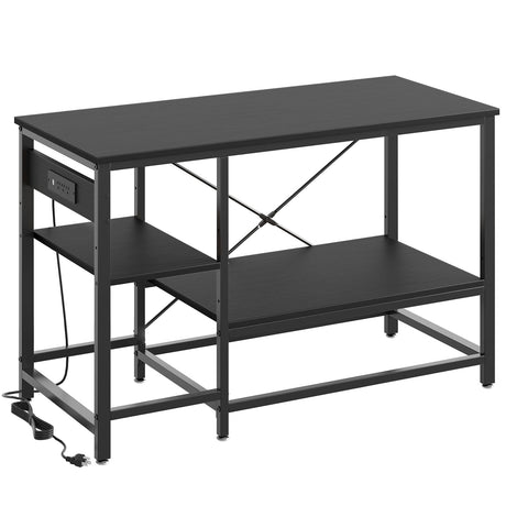 Bestier 55 Gallon Fish Tank Stand with Power Outlet, 49x13 Metal Aquarium Stand, 6-Leg Long Reptile Tank Stand with 3-Tier Adjustable Storage Shelves, 700LBS Capacity, Black Oak Bestier
