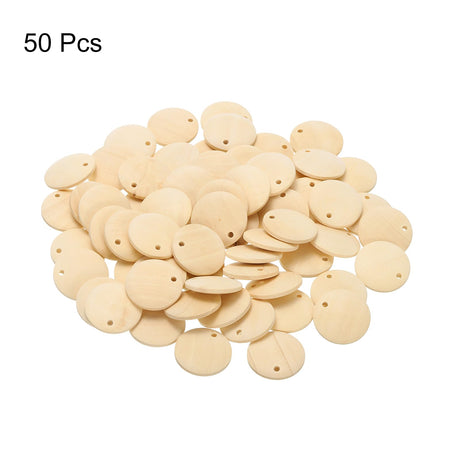 uxcell Round Wooden Discs, 50Pcs 20mm - Log Unfinished Wood Circles with Holes, Wood Ornaments for Crafts, DIY Jewelry Accessories, Birthday Board Tags uxcell
