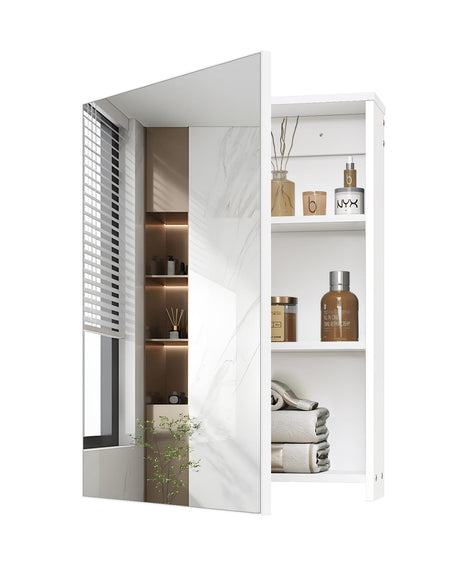 CHOEZON Wall-Mounted Bathroom Vanity with Mirror, Medicine Cabinet with Storage Function, Hanging Storage Cabinet, Adjustable Shelves, White CHOEZON
