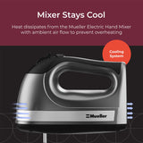 Mueller Electric Hand Mixer, 5 Speed 250W Turbo with Snap-On Storage Case and 4 Stainless Steel Accessories for Easy Whipping, Mixing Cookies, Brownies, Cakes, and Dough Batters Mueller