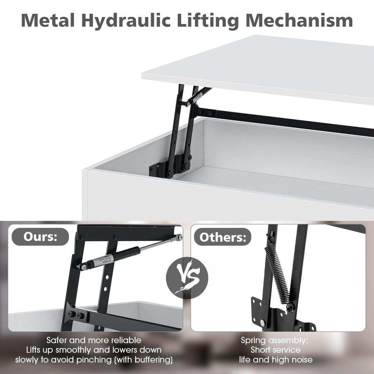 LED Coffee Table White Lift Top Coffee Table with Storage Modern Tea Table with Drawer Lift Up Dining Center Table with LED Light for Living Room Home Office HOMMPA