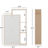 Bonzy Home Shoe Cabinet with 2 Flip Drawers, Modern Hidden Shoe Storage with LED Light, Freestanding Shoe Organizer Cabinet for Entryway, Hallway, Oak & White Bonzy Home