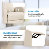 Dopinmin Recliner Chair PU Leather Reclining Sofa Lounge Home Theater Seating with Lumbar Support Overstuffed High-Density Sponge Push Back Recliners Armchair for Living Room,Beige Dopinmin