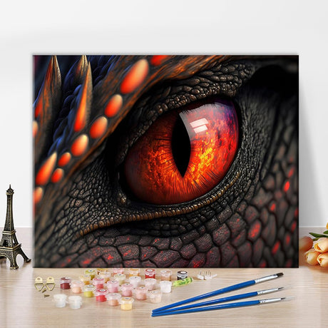 TUMOVO Dragon Eyes Paint by Numbers for Adults - Fire Dragon DIY Kit, Fantasy Animal, Abstract Red Eye - 16"x20" (Frameless) TUMOVO