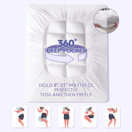 ABENE Twin Size Mattress Topper for Back Pain Relief, Extra Thick Mattress Pad Pillowtop, Soft Plush Mattress Cover Bed Topper with Deep Pocket, Overfilled Down Alternative Filling, White ABENE