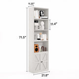 MXV 6 Tier 71" Tall Wooden Bookshelf&Bookcase with Doors, Storage Shelves Organizer, Floor Standing Modern Display Cabinet Shelves, Home Decor Furniture for Home Office, Living Room, Bedroom, White MXV