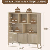 FATORRI 8 Cube Storage Organizer with Shelf, Rustic Wood Cube Bookshelf, Farmhouse Bookcase with 3 Doors, Cubby Book Shelf for Living Room, Home Office, Hallway (Light Walnut) FATORRI