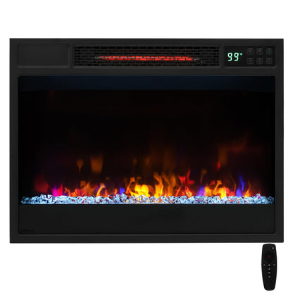 GOFLAME 23 Inch Electric Fireplace Insert, Recessed Quartz Fireplace Heater with 6 Flame Modes & 5 Brightness, Breathable Design, Remote Control, 8H Timer, Overheat Protection, 1500W