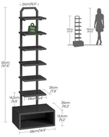 CHOEZON 8-Tier Bookshelf, LED Bookcase with Semi-Open Bottom, Small Space Standing Shelf with Lights, Corner Storage Stand, for Living Room, Home Office, Bedroom, Black TSJ08DBB CHOEZON