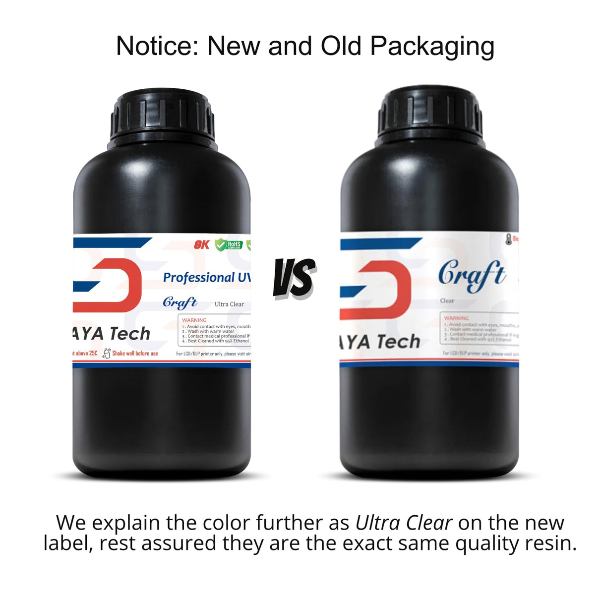 Siraya Tech Craft Ultra-Clear 3D Printer Resin - High Transparency, Non-Yellowing, 405nm Rapid Curing for LCD/DLP/8K 3D Printers, Designed for Craft Projects (1kg, High Clear) Siraya Tech