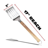 BBQ-AID 3 Piece Grill Set BBQ Accessories - Kitchen Tongs, Metal Spatula & Fork Utensils - Heavy Duty Stainless Steel Barbecue Grill Utensils for Outdoor Grill with Solid Sturdy Wood Handles BBQ-Aid
