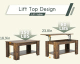 FDW Lift Top Coffee Table with Hidden Storage Compartment & Lower Shelf,Coffee Table with Lift Top for Living Room FDW