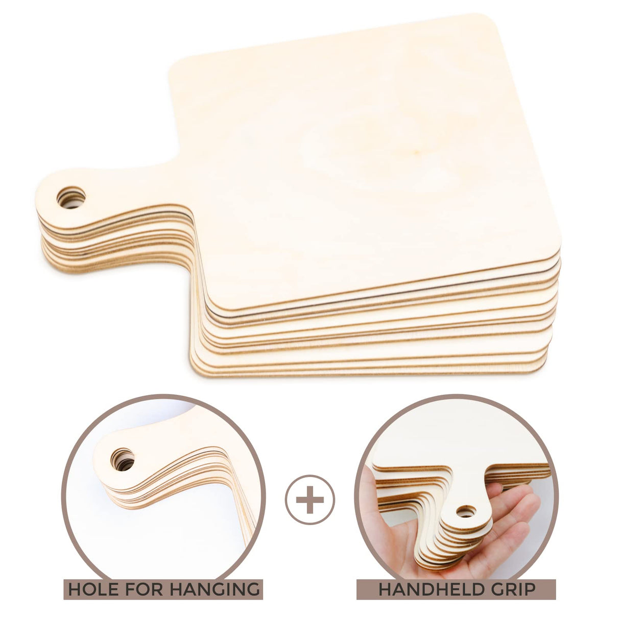 Oomcu 12 PCS Wooden Mini Cutting Board with Handle,Rectangle Unfinished Wood Craft Paddle Serving Tray Chopping Board Cutout for DIY Thanksgiving Christmas Home Kitchen Fruit Decor (9.1 x 5.5 Inch) Oomcu