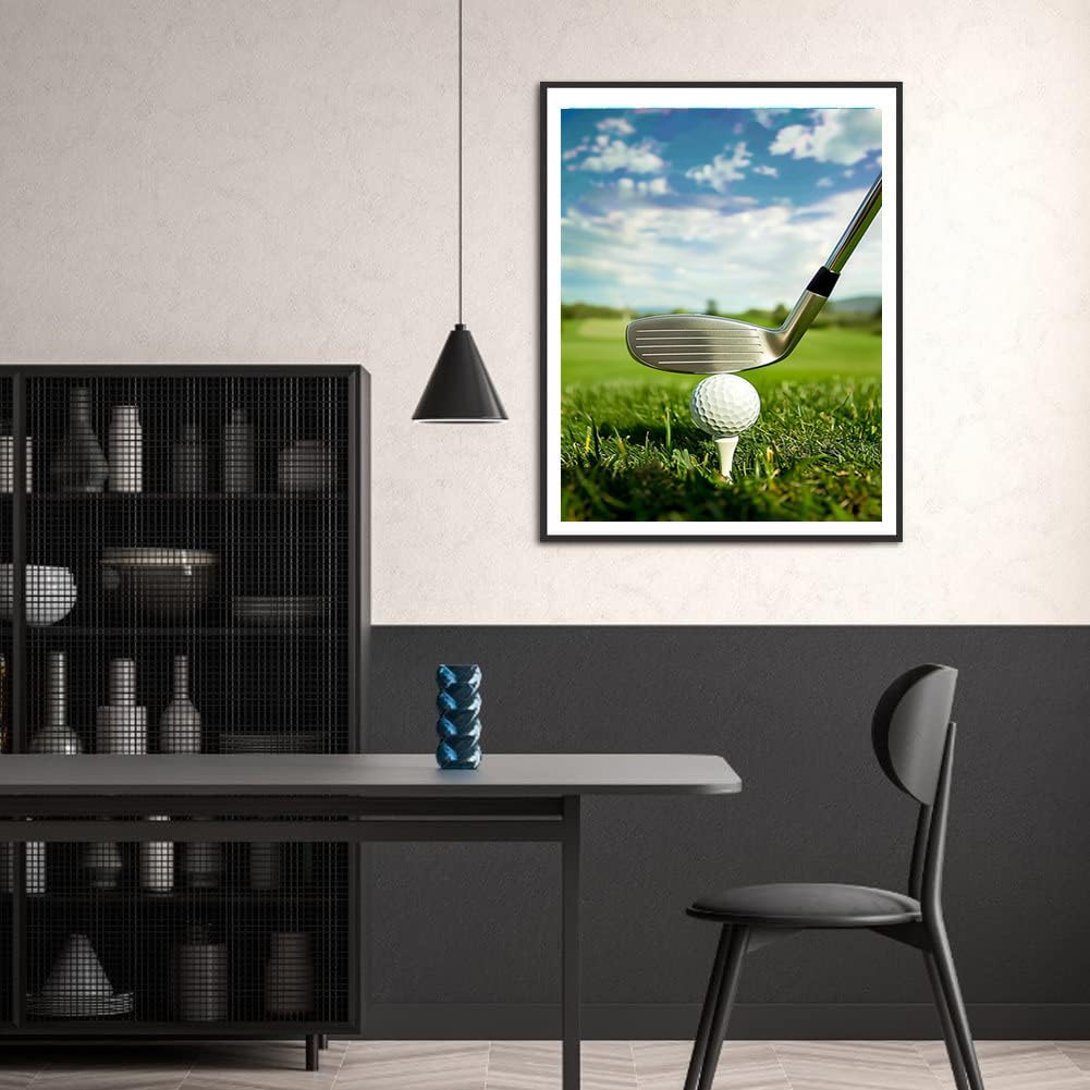 MaiYiYi Golf Diamond Painting by Numbers, 5D Full Round Drill Play Golf Diamond Painting Cross Stitch Kit, Golf Competition Diamond Painting Set for Adult Home Wall Art Decor (30X40 CM) MaiYiYi