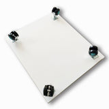 Yoluckea 4-Tier Glass Display Cabinet with Bluetooth LED Light Strip, 1-Door Floor Standing Curio Cabinet with Universal Wheel for Home Office Display, White Glass Bookshelf for Collections, Clear Top Yoluckea