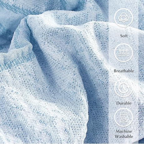Geniospin Light Blue Full Comforter Set for Girls- 7 Pieces Bowknot Jacquard Bed in A Bag Full Bedding Sets with Sheets, Pillowcases & Shams, All Season Kids Comforter Set Geniospin