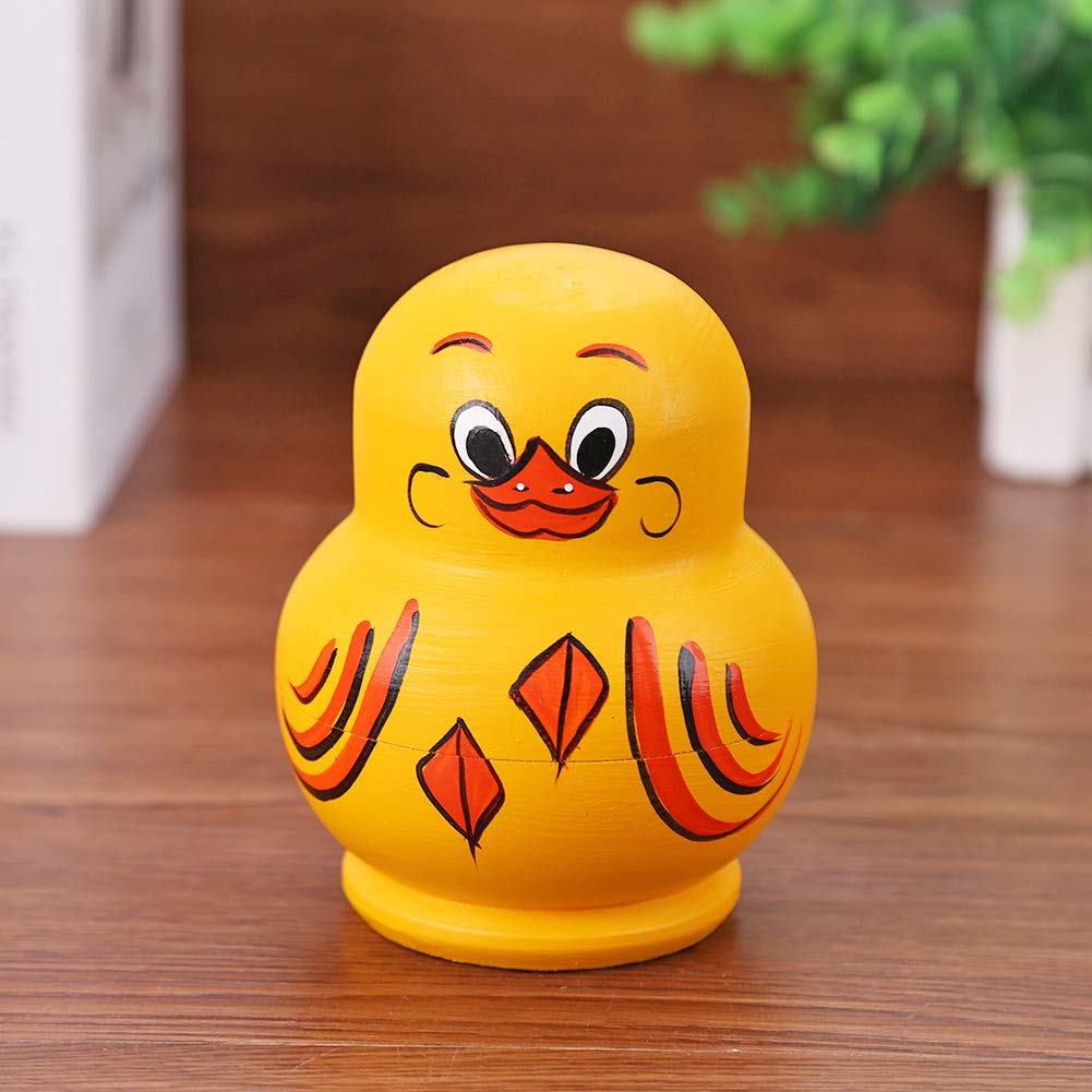 Cessfle 10 Layers Wooden Yellow Duck Handmade Russian Nesting Dolls Toys, Cute Lovely Animal Matryoshka Stacking Dolls Home Decor, Educational Learning Toys for Adults… Cessfle