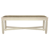 Signature Design by Ashley Bolanburg French Country Upholstered Dining Room Bench, Antique White Signature Design by Ashley