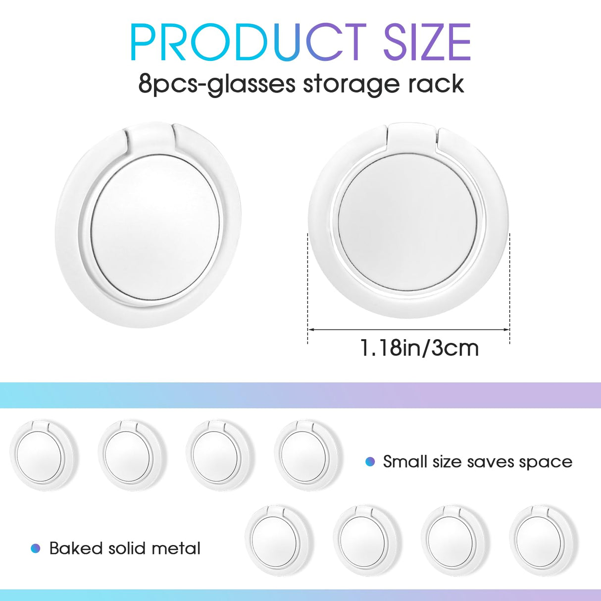 Hariendny 8 Pack Sunglasses Organizer Wall Mounted Sunglasses Holder Wall Hanging Glasses Organizer Eyeglass Holder (White) Hariendny